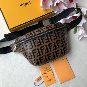 FENDI BELT BAG BROWN LEATHER 7VA434 SIZE 30 CM