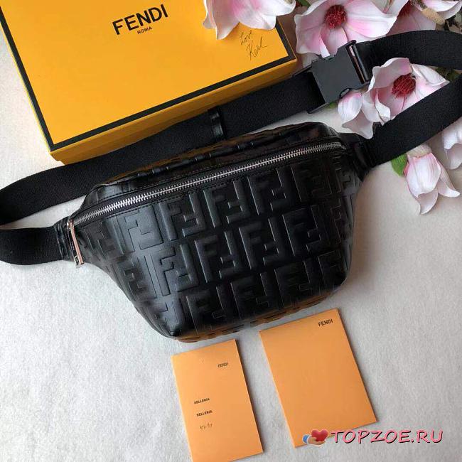 FENDI BELT BAG BLACK LEATHER 7VA434 SIZE 30 CM - 1