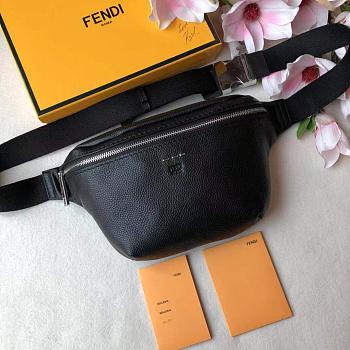 FENDI BELT BAG BLACK GRAIN LEATHER 7VA434 SIZE 30 CM