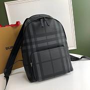 BURBERRY LONDON CHECK AND LEATHER BACKPACK DARK CHARCOAL SIZE 29 CM - 1