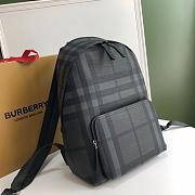 BURBERRY LONDON CHECK AND LEATHER BACKPACK DARK CHARCOAL SIZE 29 CM - 3