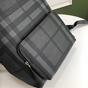 BURBERRY LONDON CHECK AND LEATHER BACKPACK DARK CHARCOAL SIZE 29 CM - 5