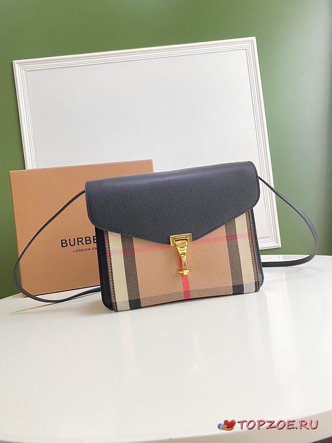 BURBERRY SMALL MACKEN HOUSE CHECK CROSSBODY BLACK SIZE  24 CM - 1