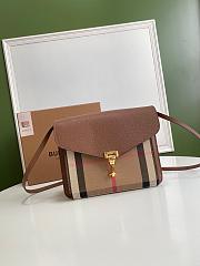 BURBERRY SMALL MACKEN HOUSE CHECK CROSSBODY BROWN SIZE 24 CM - 1