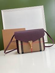 BURBERRY SMALL MACKEN HOUSE CHECK CROSSBODY DERBY RED SIZE 24 CM - 1