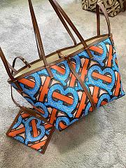 BURBERRY MINI MONOGRAN PRINT E-CANVAS BEACH TOTE BLUE & ORANGE - 2