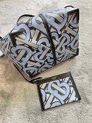 BURBERRY MINI MONOGRAN PRINT E-CANVAS BEACH TOTE LIGHT BLUE - 5