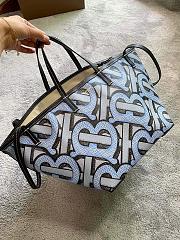 BURBERRY MINI MONOGRAN PRINT E-CANVAS BEACH TOTE LIGHT BLUE - 4