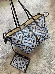 BURBERRY MINI MONOGRAN PRINT E-CANVAS BEACH TOTE LIGHT BLUE - 2