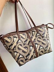 BURBERRY MINI MONOGRAN PRINT E-CANVAS BEACH TOTE BEIGE & BROWN - 6