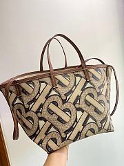 BURBERRY MINI MONOGRAN PRINT E-CANVAS BEACH TOTE BEIGE & BROWN - 5