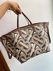 BURBERRY MINI MONOGRAN PRINT E-CANVAS BEACH TOTE BEIGE & BROWN - 4