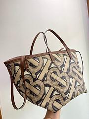 BURBERRY MINI MONOGRAN PRINT E-CANVAS BEACH TOTE BEIGE & BROWN - 3