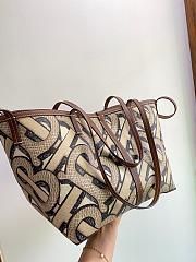 BURBERRY MINI MONOGRAN PRINT E-CANVAS BEACH TOTE BEIGE & BROWN - 2