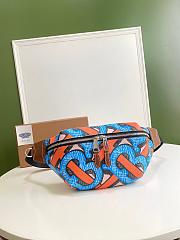 BURBERRY MONOGRAN PRINT E-CANVAS SONNY BUM BAG BLUE & ORANGE - 1