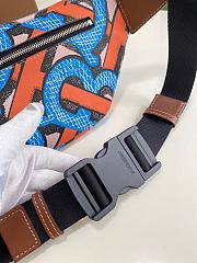 BURBERRY MONOGRAN PRINT E-CANVAS SONNY BUM BAG BLUE & ORANGE - 6