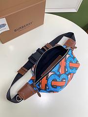 BURBERRY MONOGRAN PRINT E-CANVAS SONNY BUM BAG BLUE & ORANGE - 5
