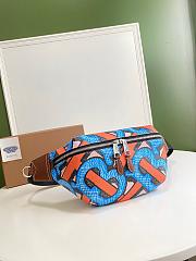 BURBERRY MONOGRAN PRINT E-CANVAS SONNY BUM BAG BLUE & ORANGE - 4