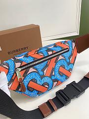 BURBERRY MONOGRAN PRINT E-CANVAS SONNY BUM BAG BLUE & ORANGE - 2