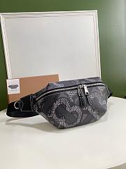 BURBERRY MONOGRAN PRINT E-CANVAS SONNY BUM BAG BLACK & WHITE - 6