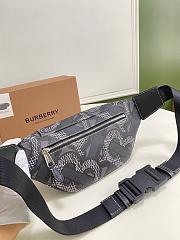 BURBERRY MONOGRAN PRINT E-CANVAS SONNY BUM BAG BLACK & WHITE - 5