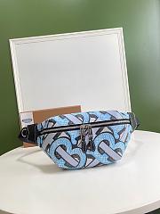 BURBERRY MONOGRAN PRINT E-CANVAS SONNY BUM BAG LIGHT BLUE - 1