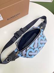 BURBERRY MONOGRAN PRINT E-CANVAS SONNY BUM BAG LIGHT BLUE - 5