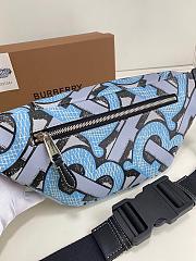 BURBERRY MONOGRAN PRINT E-CANVAS SONNY BUM BAG LIGHT BLUE - 3