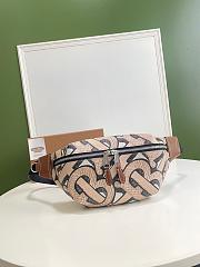 BURBERRY MONOGRAN PRINT E-CANVAS SONNY BUM BAG BEIGE & BROWN - 1