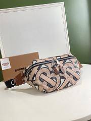 BURBERRY MONOGRAN PRINT E-CANVAS SONNY BUM BAG BEIGE & BROWN - 6
