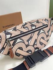 BURBERRY MONOGRAN PRINT E-CANVAS SONNY BUM BAG BEIGE & BROWN - 2