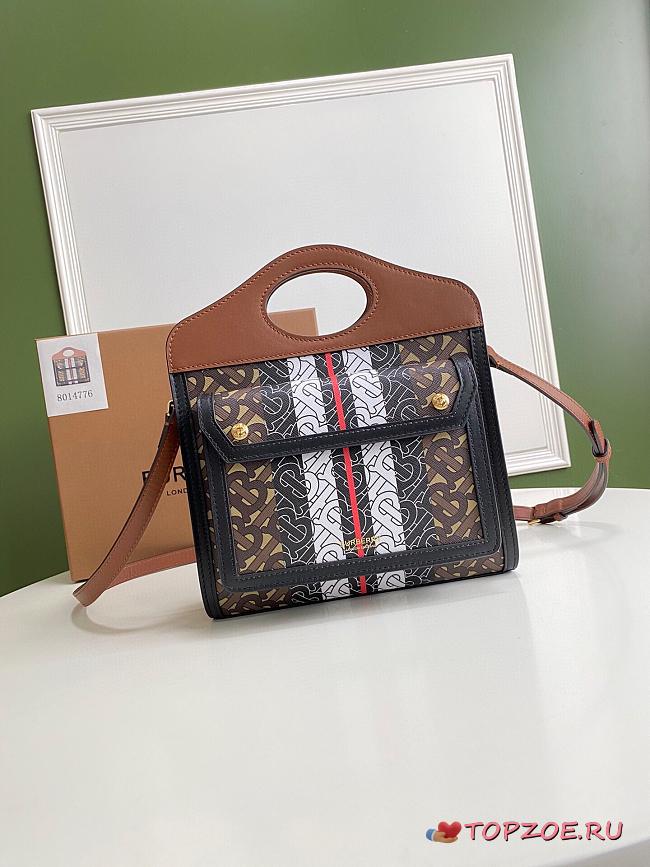 BURBERRY MINI MONOGRAM STRIPE E-CANVAS POCKET BAG SIZE 23 CM - 1