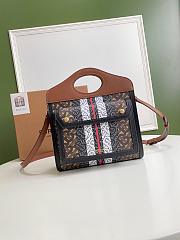 BURBERRY MINI MONOGRAM STRIPE E-CANVAS POCKET BAG SIZE 23 CM - 1