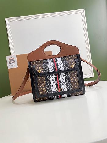 BURBERRY MINI MONOGRAM STRIPE E-CANVAS POCKET BAG SIZE 23 CM