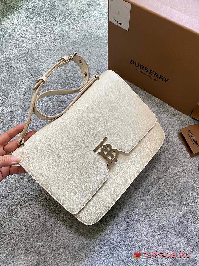 BURBERRY ALICE MEDIUM LEATHER TB BAG WHITE SIZE 28 CM - 1