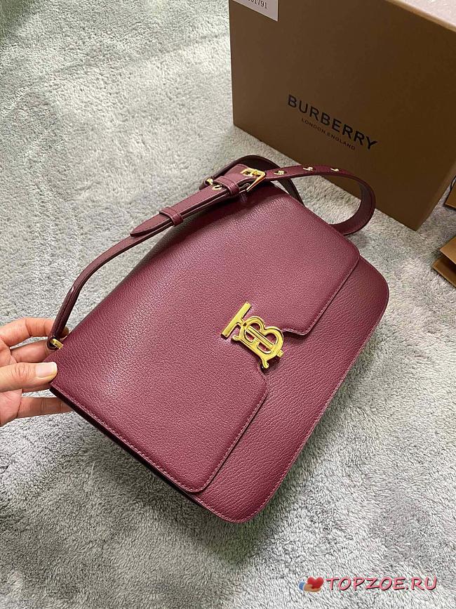 BURBERRY ALICE MEDIUM LEATHER TB BAG DERBY RED SIZE 28 CM - 1