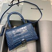 BALENCIAGA HOURGLASS SMALL TOP HANDLE BAG CROCODILE BLUE 5935461 SIZE 23x10x14 CM - 1