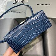 BALENCIAGA HOURGLASS SMALL TOP HANDLE BAG CROCODILE BLUE 5935461 SIZE 23x10x14 CM - 3