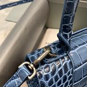 BALENCIAGA HOURGLASS SMALL TOP HANDLE BAG CROCODILE BLUE 5935461 SIZE 23x10x14 CM - 4