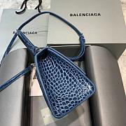 BALENCIAGA HOURGLASS SMALL TOP HANDLE BAG CROCODILE BLUE 5935461 SIZE 23x10x14 CM - 5