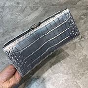 BALENCIAGA HOURGLASS SMALL TOP HANDLE BAG CROCODILE SILVER 5935461 SIZE 23x10x14 CM - 5