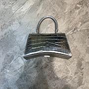  BALENCIAGA HOURGLASS SMALL TOP HANDLE BAG CROCODILE SILVER 5935461 SIZE 23x10x14 CM - 6