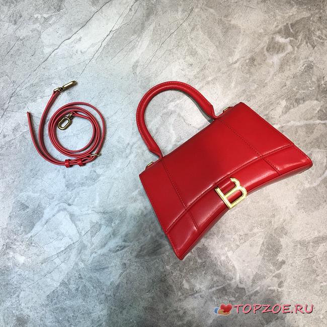 BALENCIAGA HOURGLASS SMALL TOP HANDLE BAG IN RED 5935461 SIZE 23 CM - 1