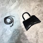 BALENCIAGA HOURGLASS XS TOP HANDLE BLACK CROCODILE EMBOSSED 5928331 SIZE 19 CM - 1