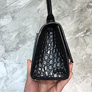 BALENCIAGA HOURGLASS XS TOP HANDLE BLACK CROCODILE EMBOSSED 5928331 SIZE 19 CM - 4