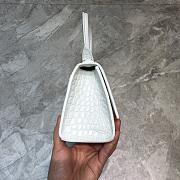 BALENCIAGA HOURGLASS XS TOP HANDLE WHITE CROCODILE EMBOSSED 5928331 SIZE 19 CM - 5