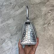BALENCIAGA HOURGLASS XS TOP HANDLE SILVER CROCODILE EMBOSSED 5928331 SIZE 19 CM - 6