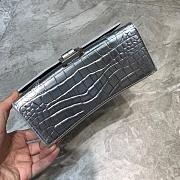 BALENCIAGA HOURGLASS XS TOP HANDLE SILVER CROCODILE EMBOSSED 5928331 SIZE 19 CM - 5