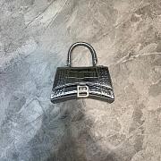 BALENCIAGA HOURGLASS XS TOP HANDLE SILVER CROCODILE EMBOSSED 5928331 SIZE 19 CM - 3