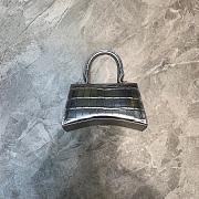 BALENCIAGA HOURGLASS XS TOP HANDLE SILVER CROCODILE EMBOSSED 5928331 SIZE 19 CM - 2